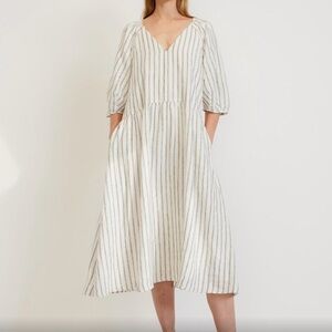 Everlane Puff Sleeve Linen Dress